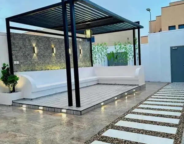 برجولات حديد شكل خشب | تفصيل سواتر ومظلات الرياض