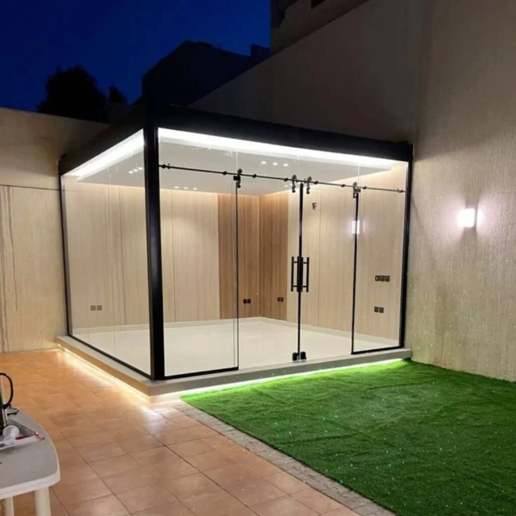 مجالس شتوية معزولة - مؤسسة القاسم - مجالس خارجية للشتاء - مقاول حدادة معتمد الرياض