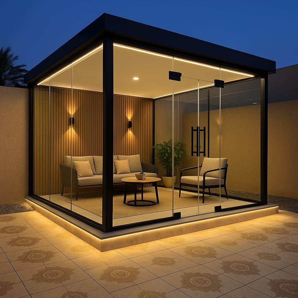 مجالس حدائق خشبية - مؤسسة القاسم - مجالس خارجية خشبية طبيعية - أبواب حديد ليزر